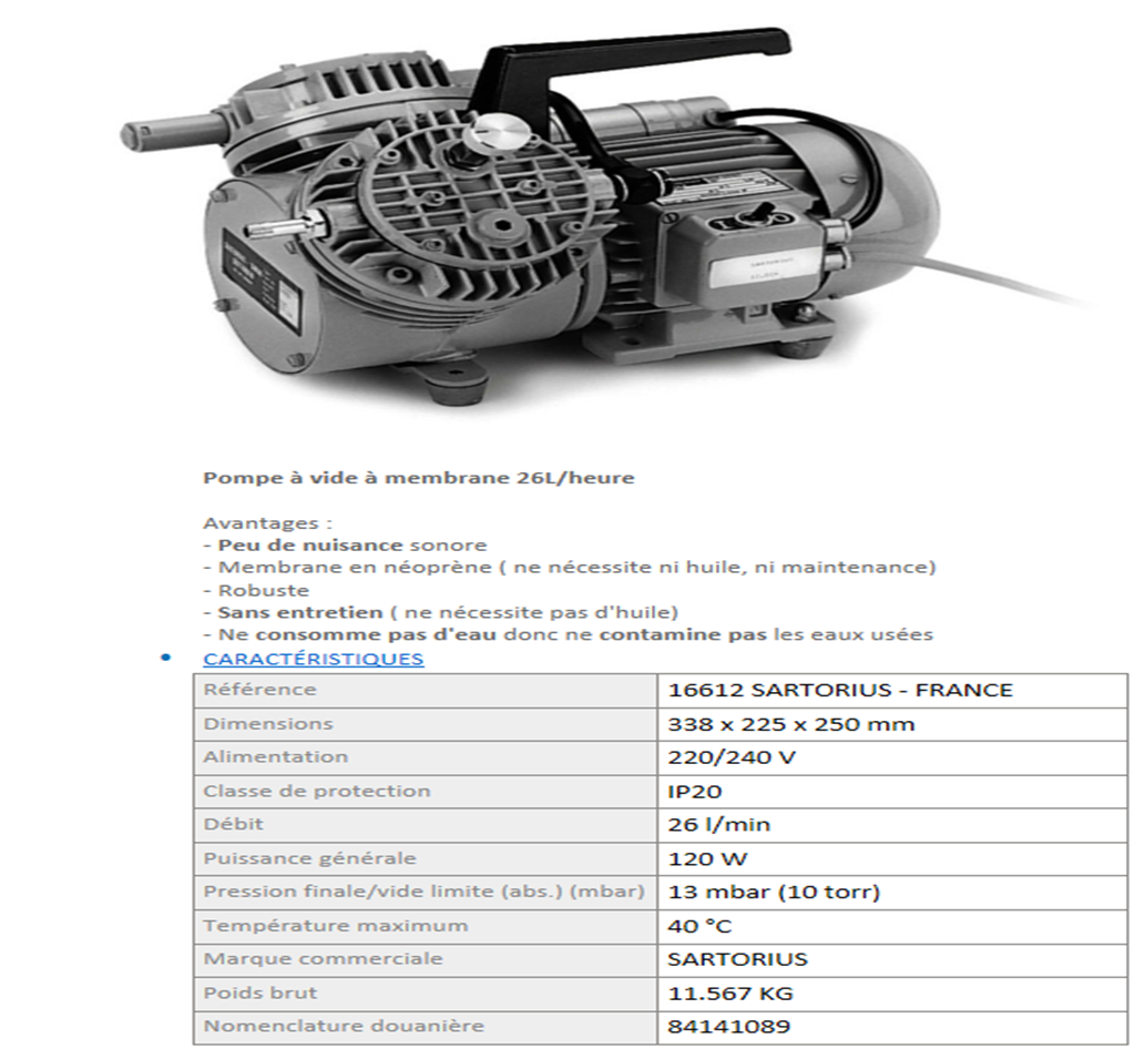 MATERIELS DE LABORATOIRES